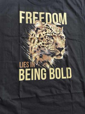 potisk na tricko tiger freedom lies in being bold cerne