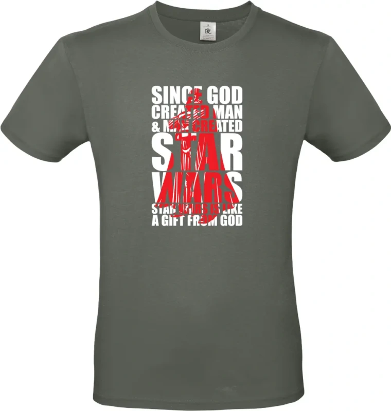 pánské khaki tričko  SINCE GOD CREATED MAN _ MAN CREATED STARWARS