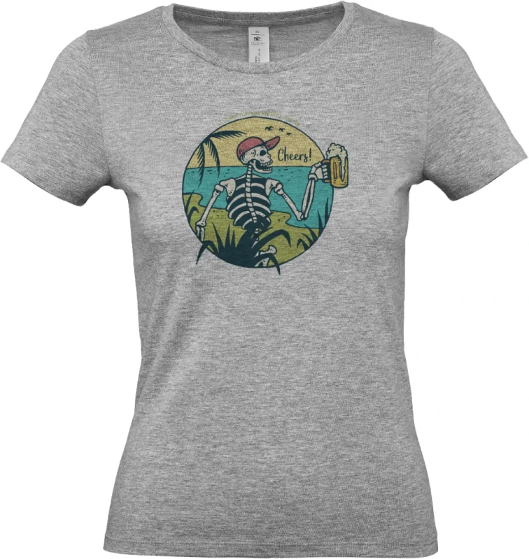 dámské sportovní šedé tričko Cheers Skull