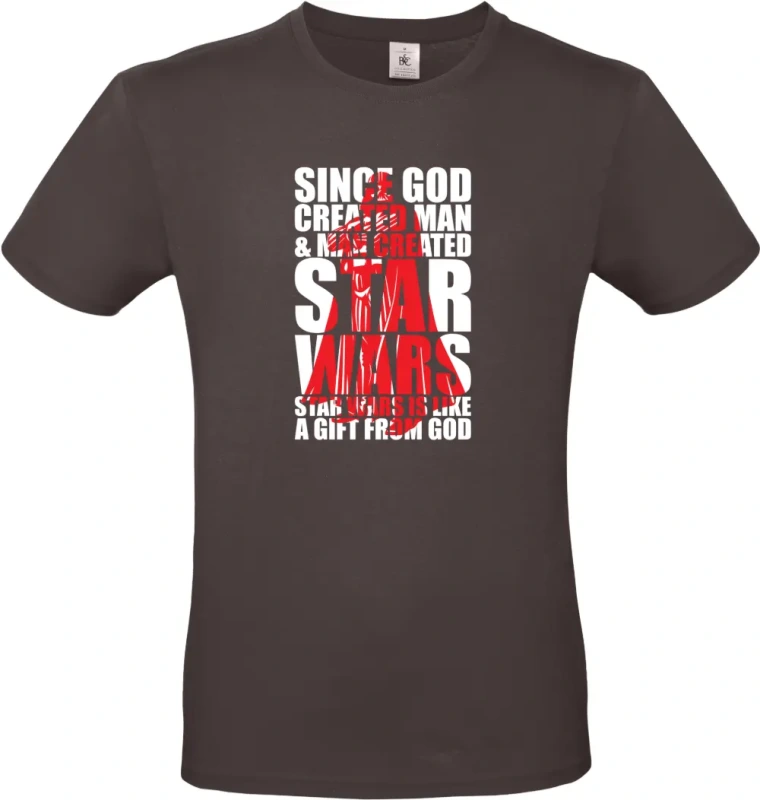 pánské hnedé tričko  SINCE GOD CREATED MAN _ MAN CREATED STARWARS