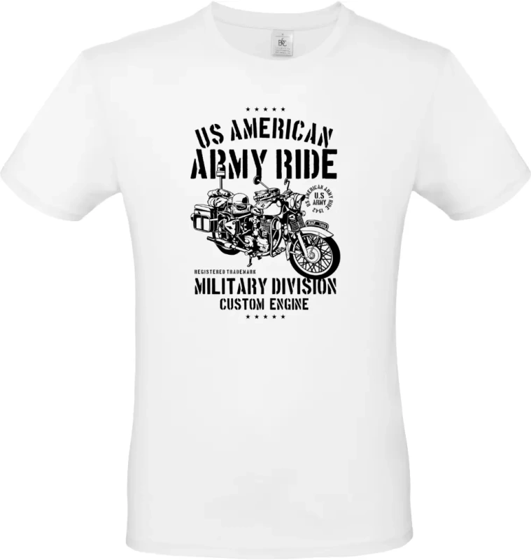 pánské bílé tričko Army Ride Motorcycle