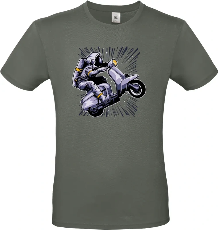 pánské khaki tričko Vesmírná Jízda - Astronaut na Skútru