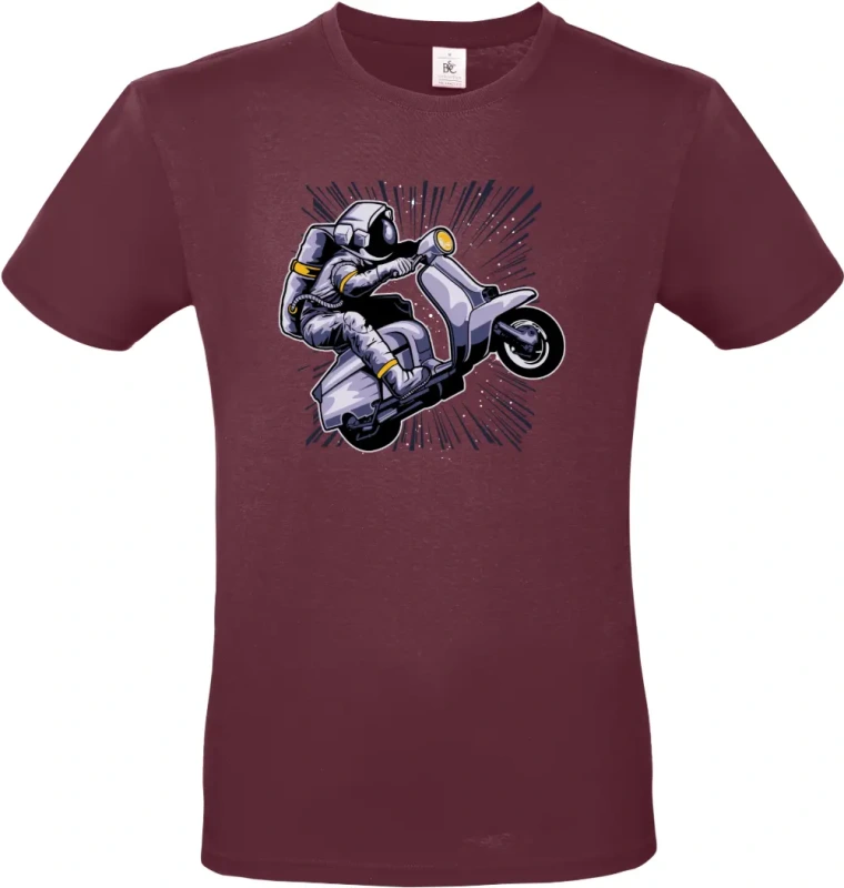 pánské vínové tričko Vesmírná Jízda - Astronaut na Skútru