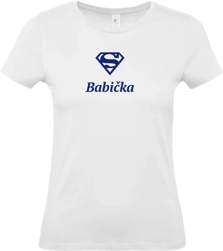 dámské bílé tričko Super Babička s modrým textem