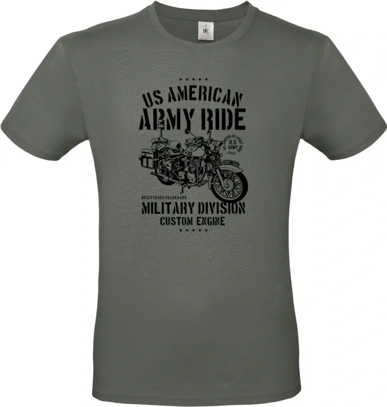 pánské khaki tričko Army Ride Motorcycle