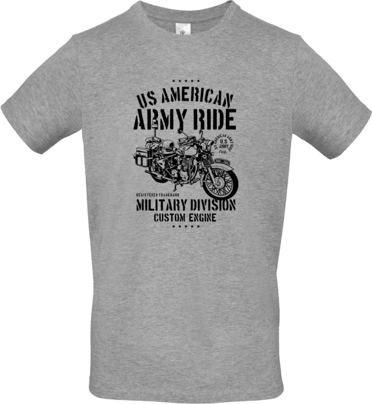 pánské světlé šedé tričko Army Ride Motorcycle