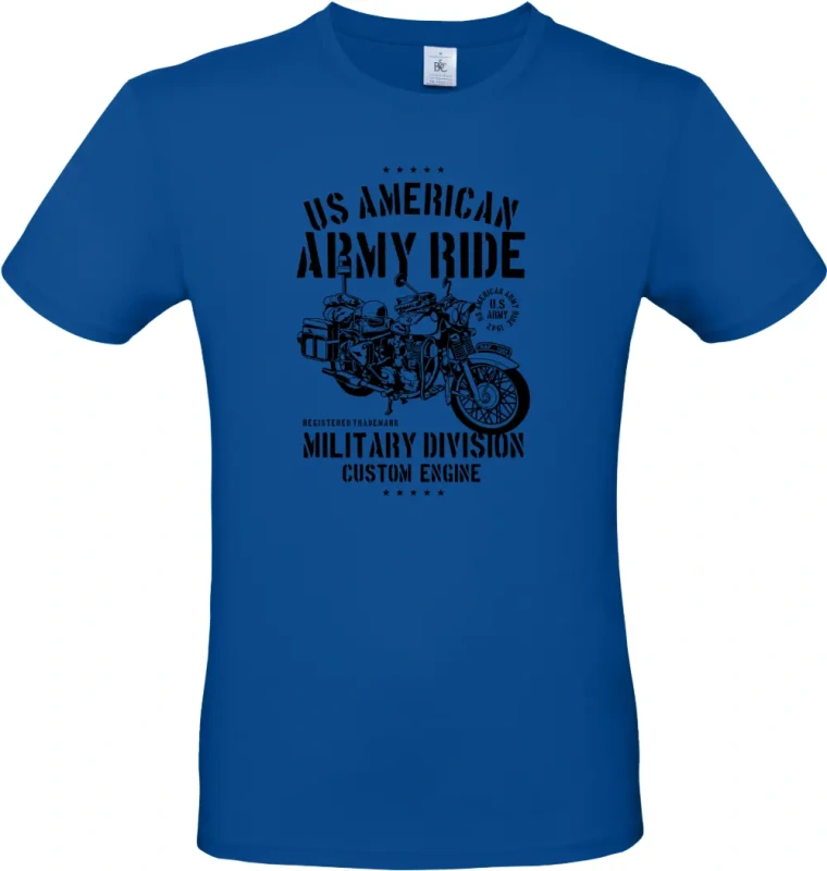 pánské královská modrá tričko Army Ride Motorcycle