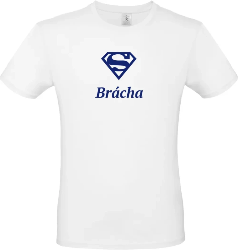 pánské bílé tričko Super Brácha s modrým textem