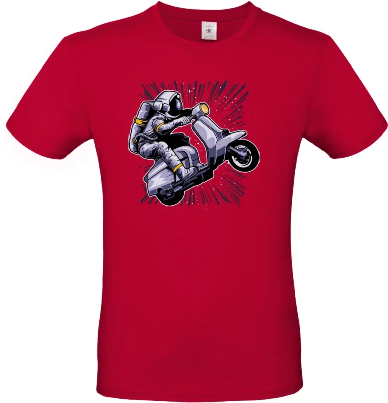 pánské tmavě červené tričko Vesmírná Jízda - Astronaut na Skútru