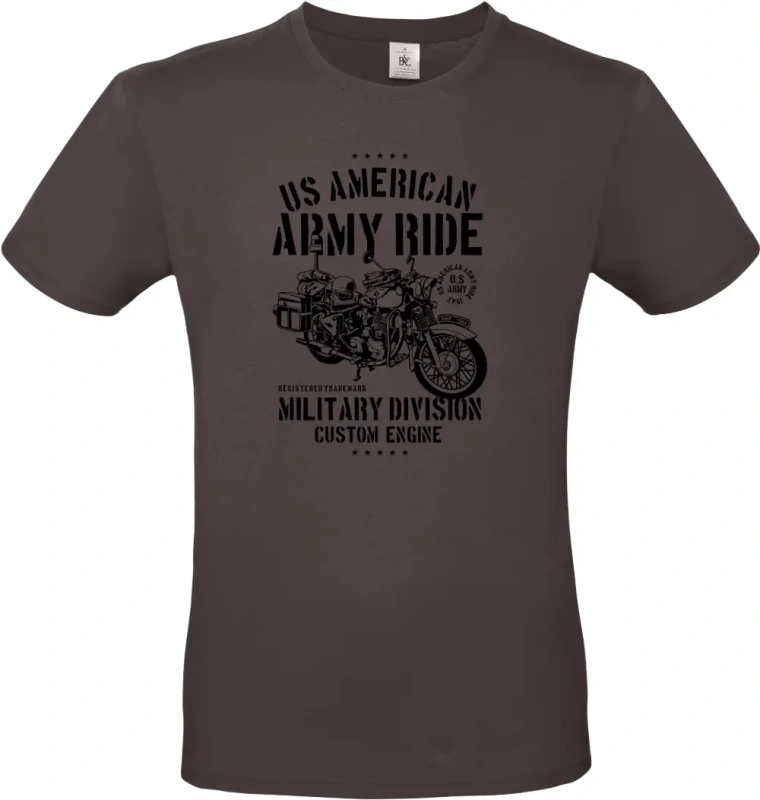 pánské hnedé tričko Army Ride Motorcycle
