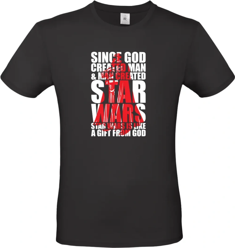 pánské černé tričko  SINCE GOD CREATED MAN _ MAN CREATED STARWARS