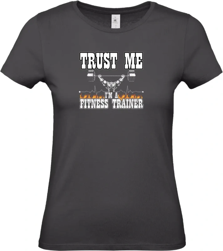 dámské černé tričko  TRUST ME I_M A FITNESS TRAINER