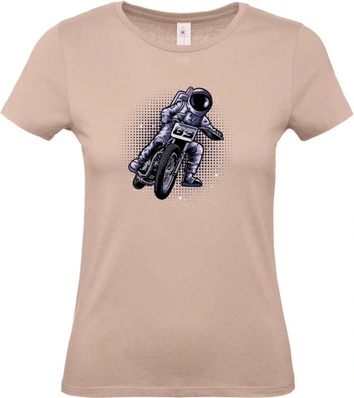 dámské světle ružové tričko Vesmírný Závodník - Astronaut na Motorce
