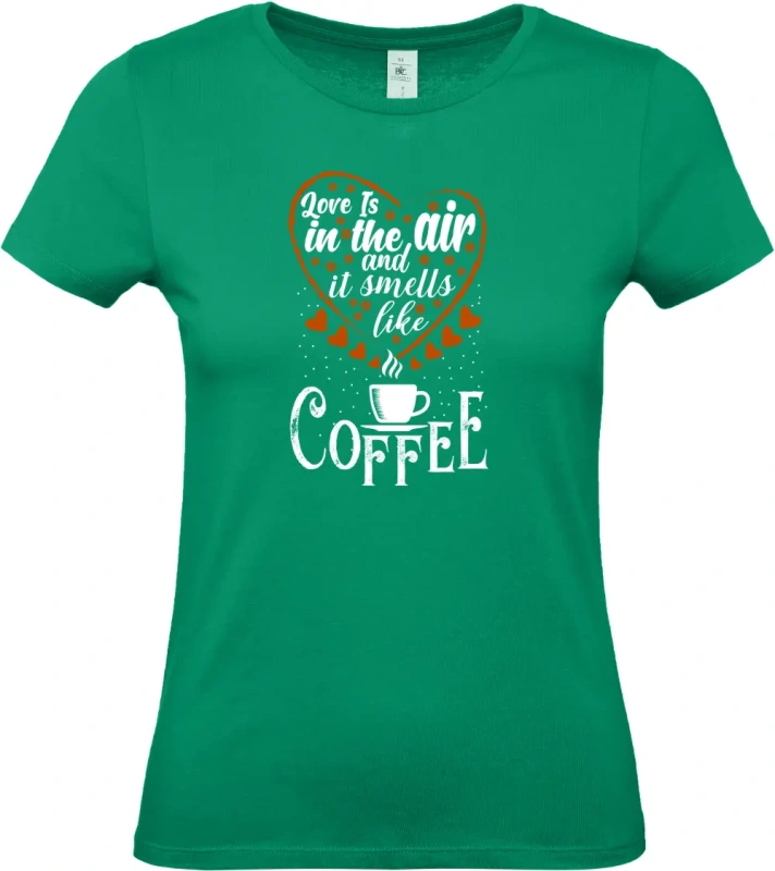 dámské kelly zelené tričko Smells coffee