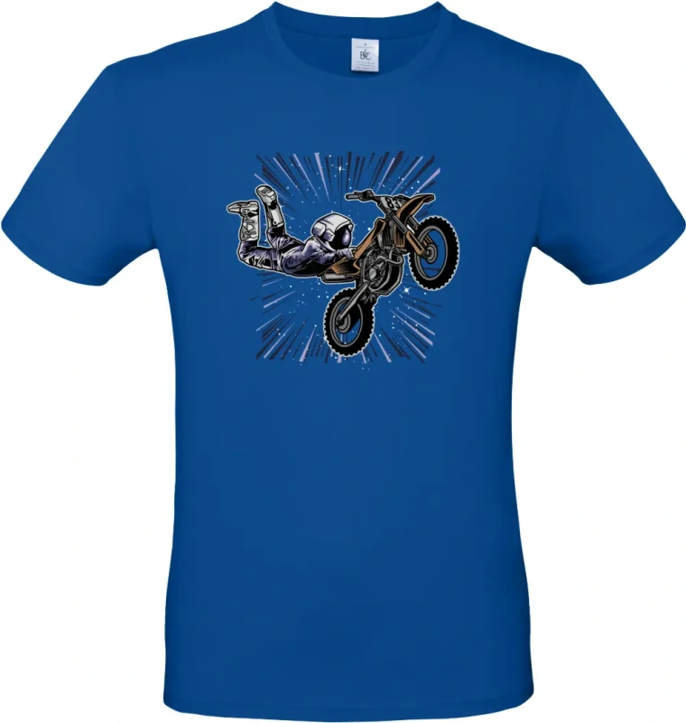pánské královská modrá tričko Vesmírný Motorkář - Astronaut na MX stroji