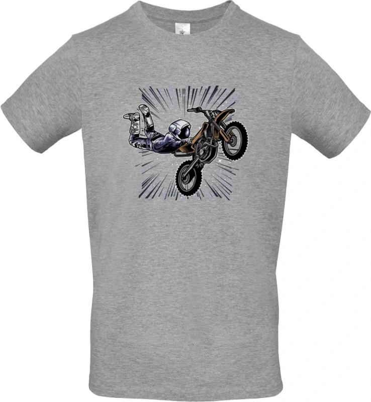 pánské světle šedá tričko Vesmírný Motorkář - Astronaut na MX stroji