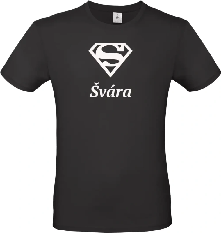 pánské černé tričko Super Švára s bílým textem