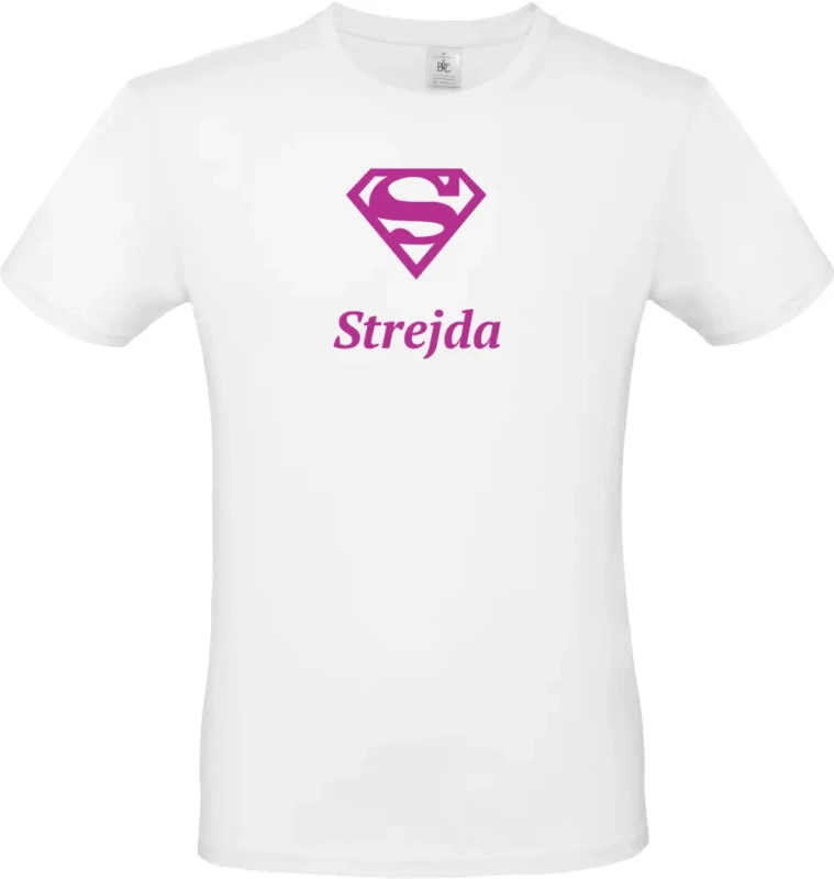 pánské bílé tričko Super Strejda s fialovým textem