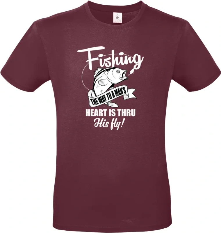 pánské vínové tričko Fishing the way to a man's heart
