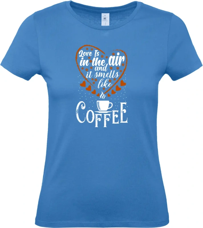 dámské azurové tričko Smells coffee