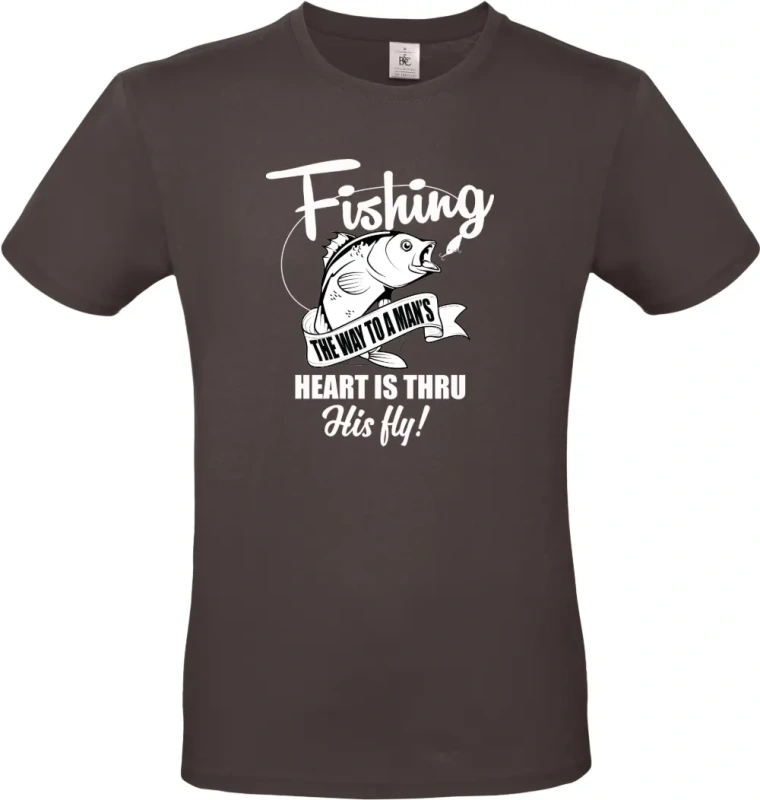 pánské hnedé tričko Fishing the way to a man's heart
