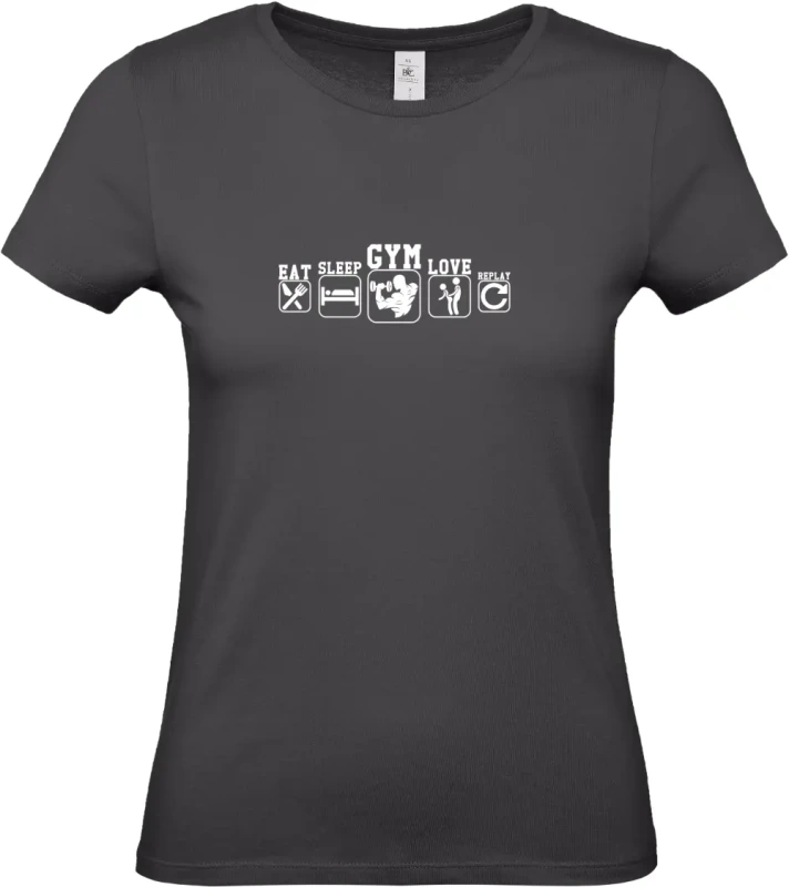dámské černé tričko Eat Sleep Gym Love