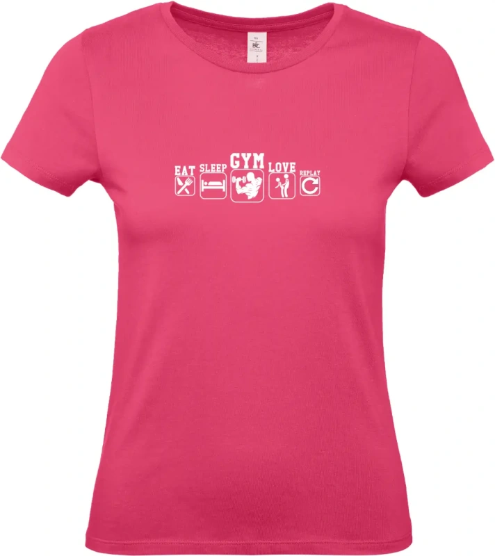 dámské ružové tričko Eat Sleep Gym Love