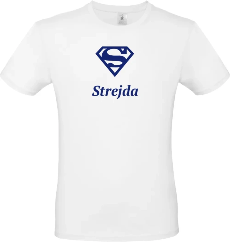 pánské bílé tričko Super Strejda s modrým textem