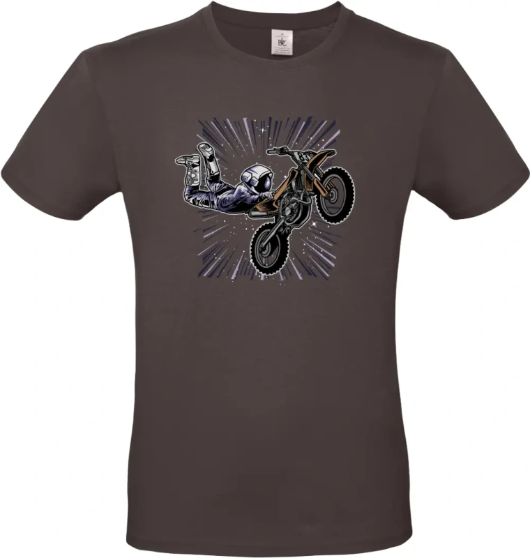 pánské hnedé tričko Vesmírný Motorkář - Astronaut na MX stroji