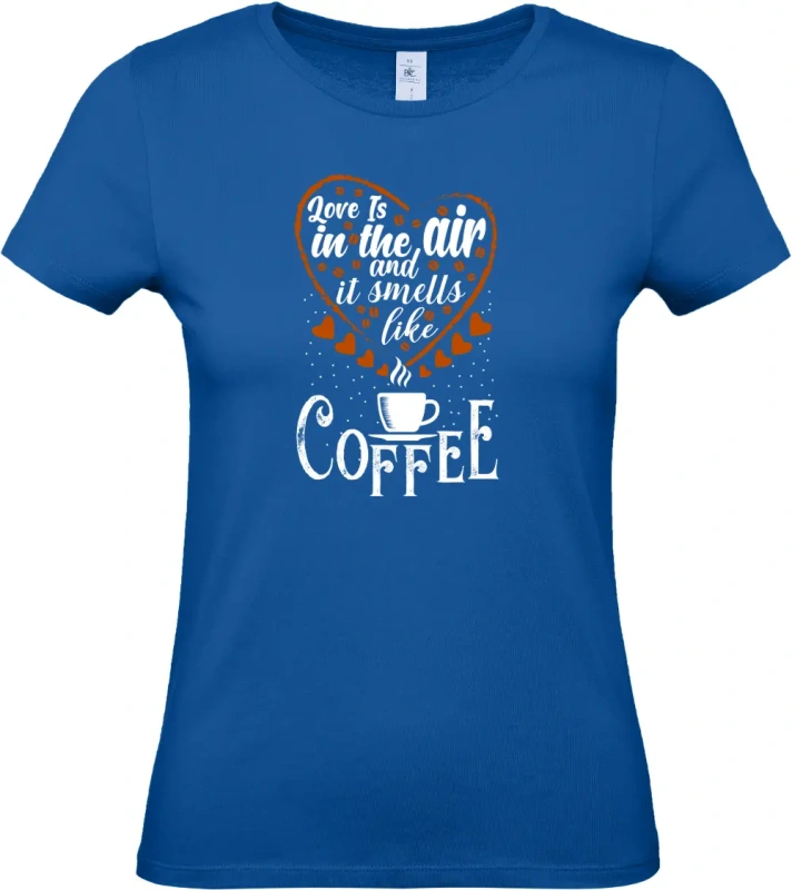 dámské kralovské modré tričko Smells coffee