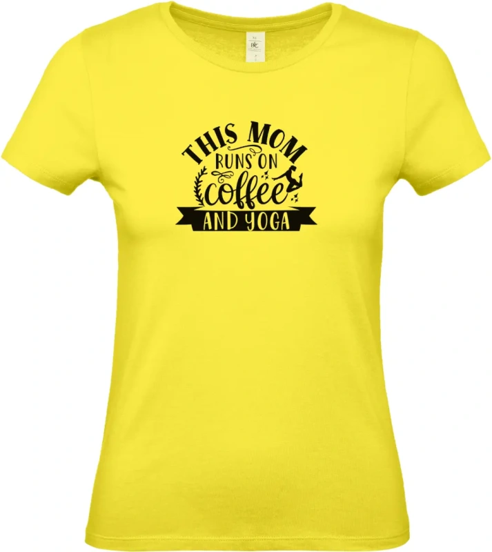dámské citronové tričko This Mom Runs On Coffee and Yoga
