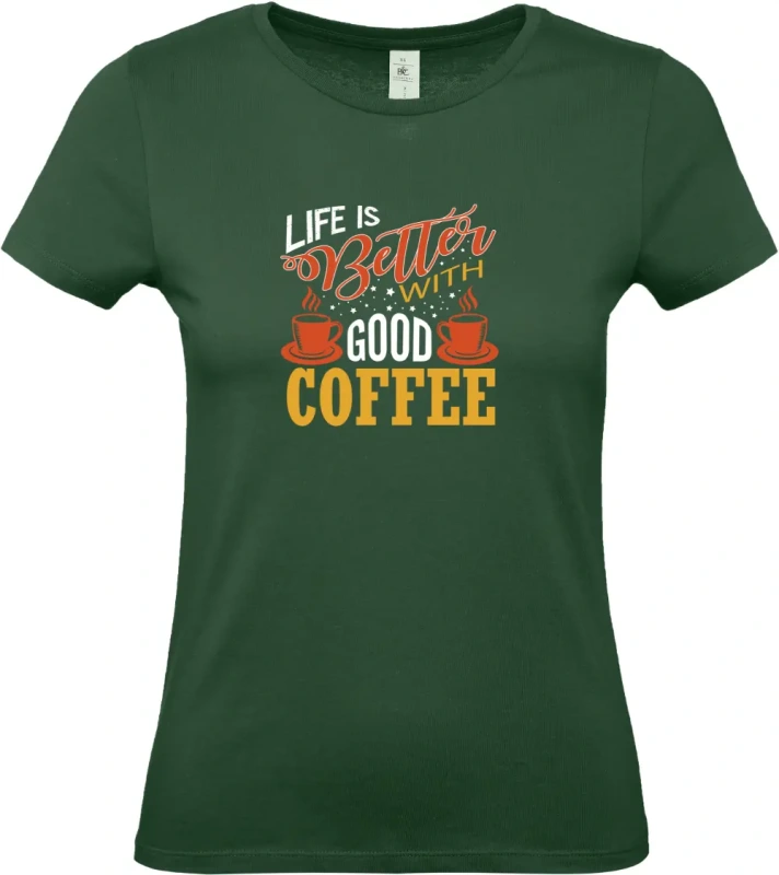 dámské lahvově zelené tričko Good coffee
