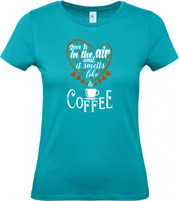 dámské tyrkysové tričko Smells coffee