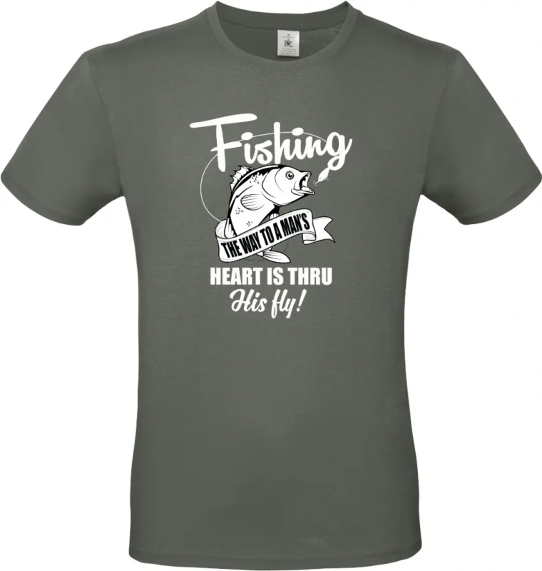 pánské khaki tričko Fishing the way to a man's heart