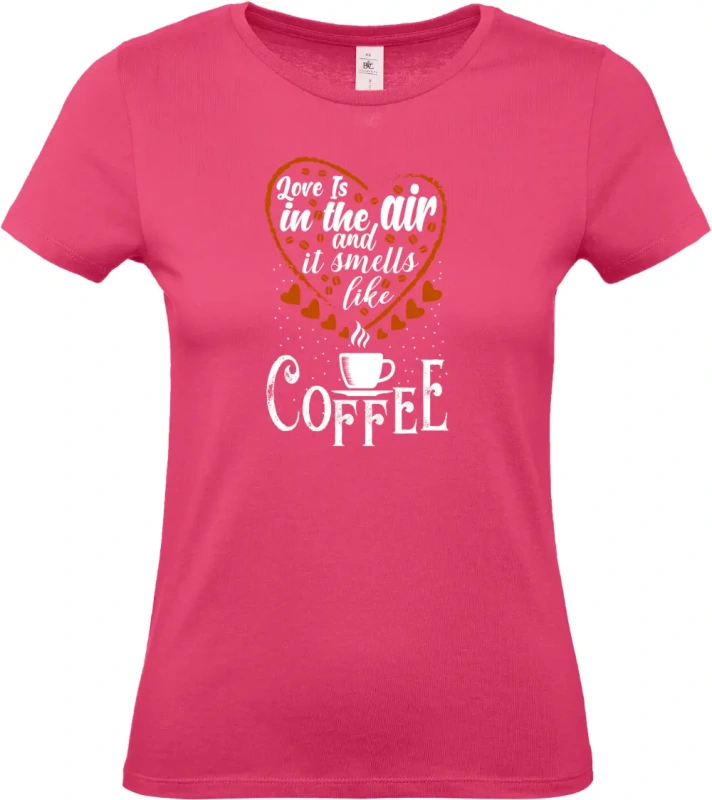 dámské ružové tričko Smells coffee