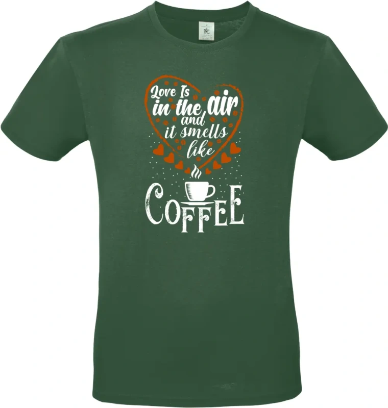 pánské lahvově zelené tričko Smells coffee