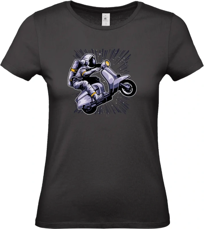 dámské černé tričko Vesmírná Jízda - Astronaut na Skútru