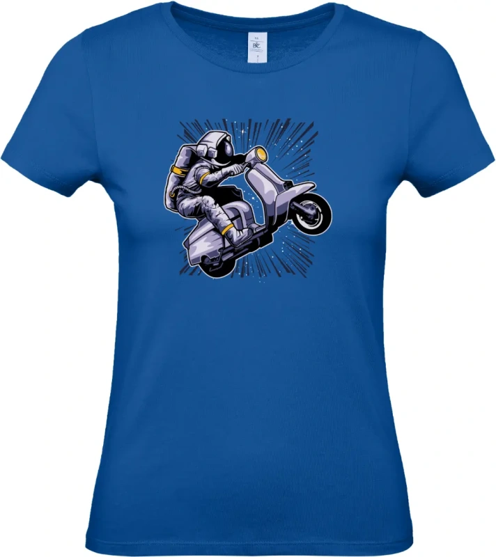 dámské královské modré tričko Vesmírná Jízda - Astronaut na Skútru