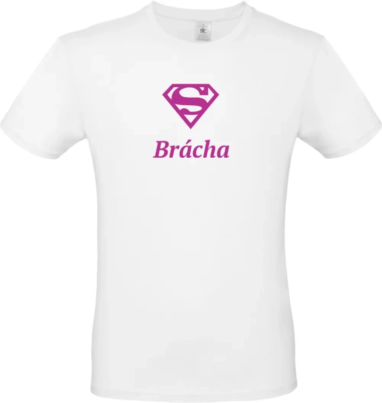 pánské bílé tričko Super Brácha s fialovým textem