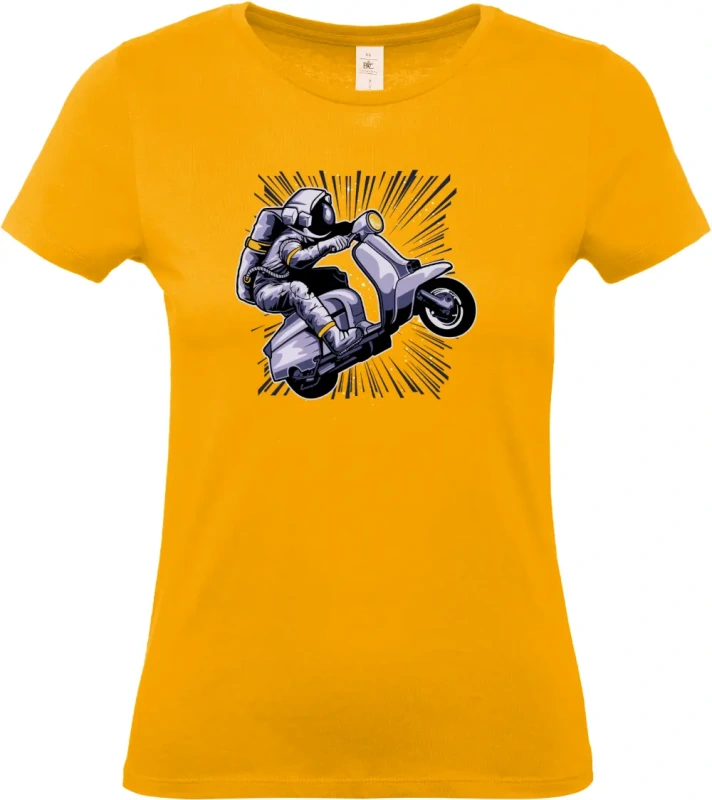 dámské meruňkové tričko Vesmírná Jízda - Astronaut na Skútru