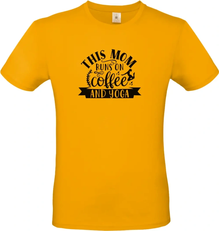 pánské meru'ňkové tričko This Mom Runs On Coffee and Yoga