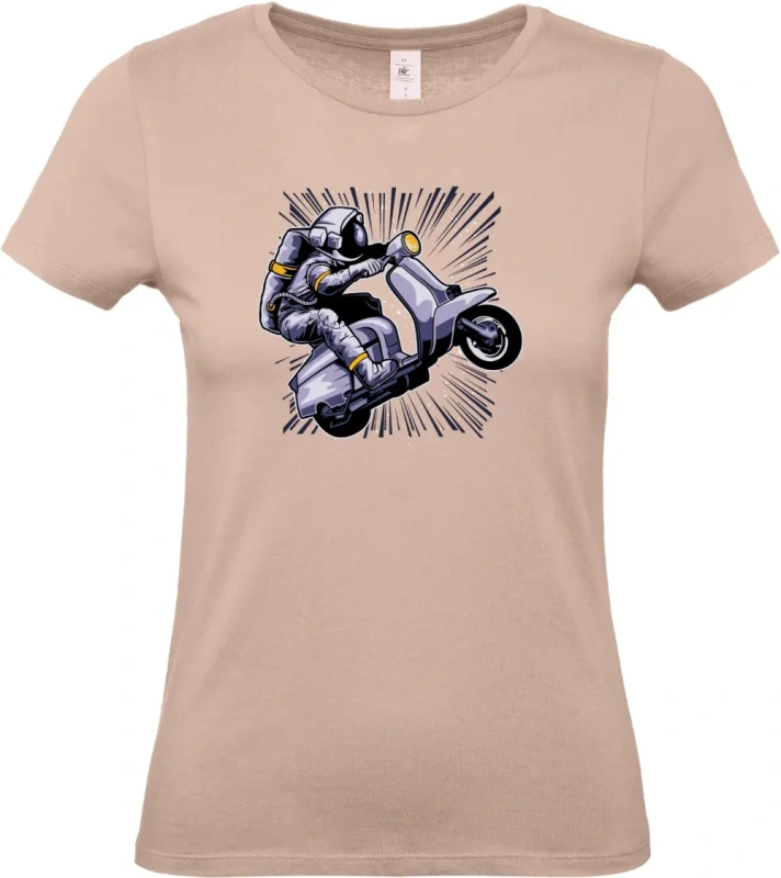 dámské světle ružové tričko Vesmírná Jízda - Astronaut na Skútru