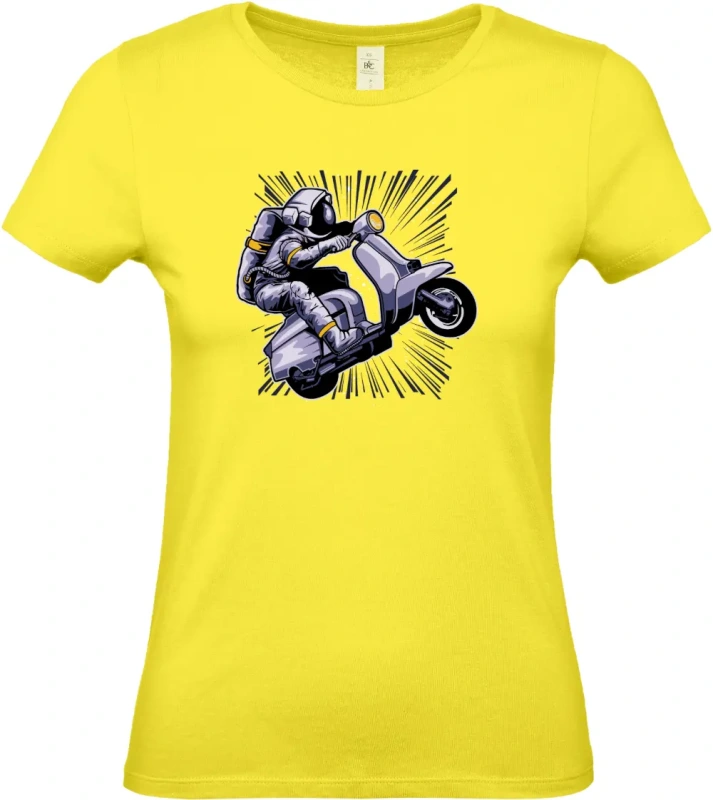 dámské citronové tričko Vesmírná Jízda - Astronaut na Skútru