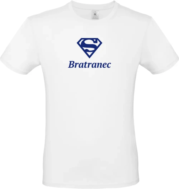 pánské bílé tričko Super Bratranec s modrým textem