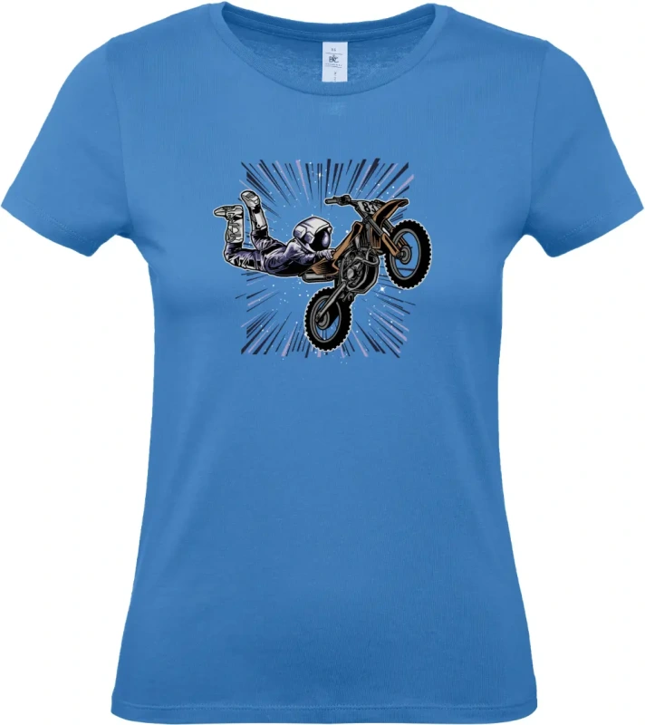 dámské azurová tričko Vesmírný Motorkář - Astronaut na MX stroji