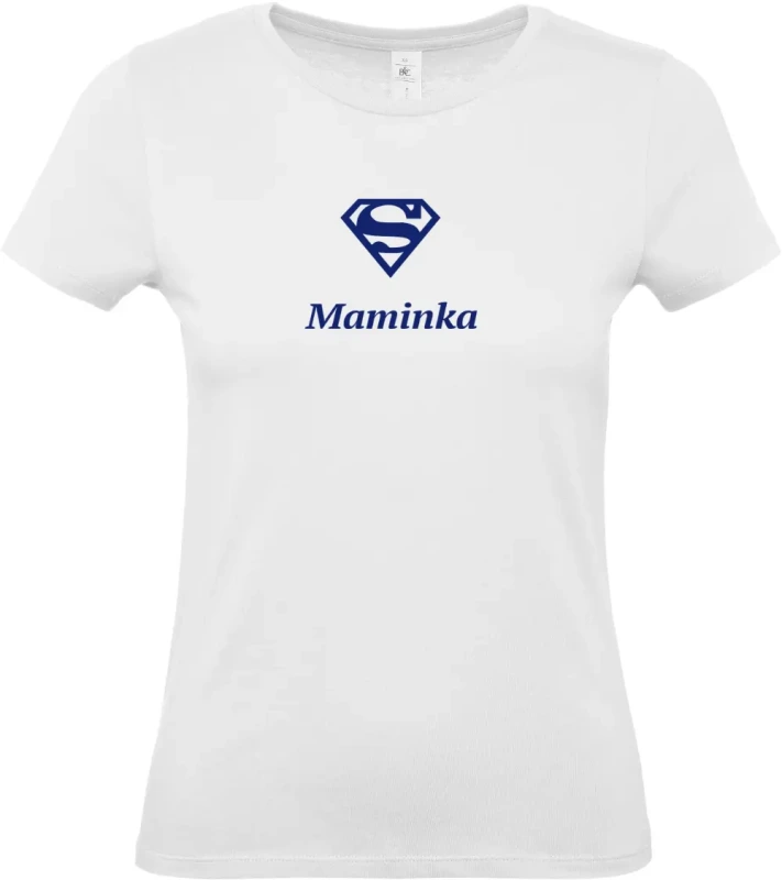 dámské bílé tričko Super Maminka s modrým textem