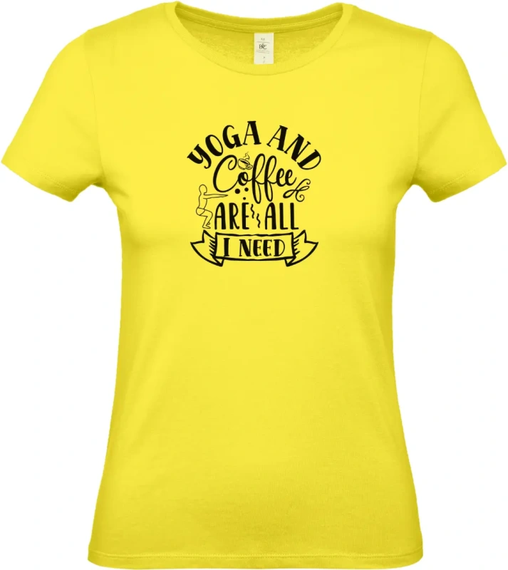 dámské citronové tričko Yoga and Coffee Are All I Need