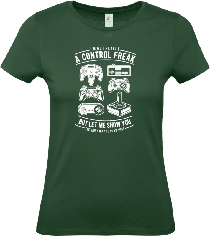 dámské láhvově zelené tričko A Control Freak