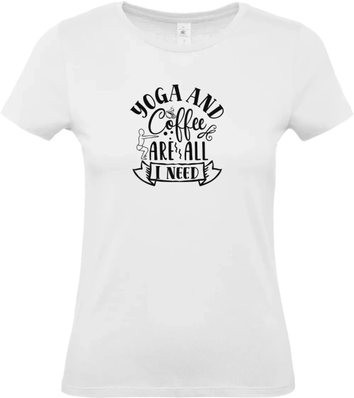 dámské bílé tričko Yoga and Coffee Are All I Need