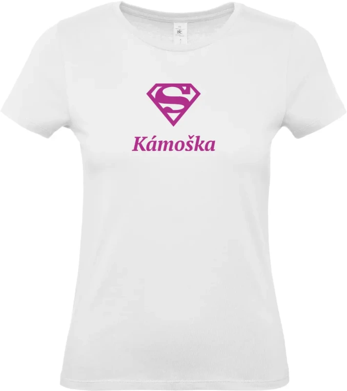 dámské bílé tričko Super Kámoška s fialovým textem